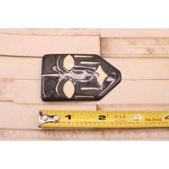 Vintage Face Mask Design Brooch Pin Abstract Black Enamel MCM Ethnic Art Deco - Picture 8 of 9